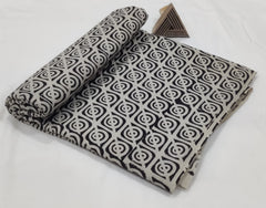 HAND BLOCK PRINTED COTTON FABRIC – BLACK & GREY