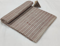 HAND BLOCK PRINTED COTTON FABRIC – TRADITIONAL RED GEOMETRIC LATTICE