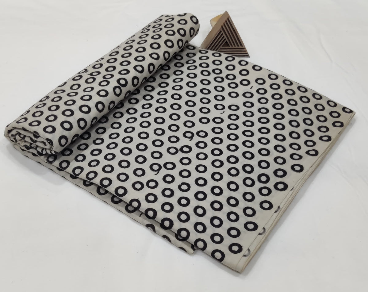 HAND BLOCK PRINTED COTTON FABRIC – BLACK & GREY