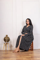 ELEGANT BLACK FLORAL MAXI DRESS