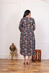 ELEGANT FLORAL PRINTED MIDI DRESS