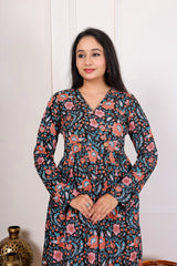 ELEGANT FLORAL PRINTED MIDI DRESS