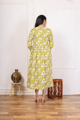 FRESH LIME FLORAL MIDI DRESS