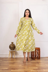 FRESH LIME FLORAL MIDI DRESS