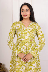 FRESH LIME FLORAL MIDI DRESS