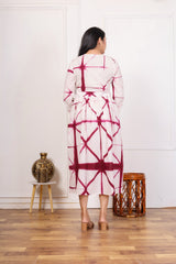 MAROON TIE-DYE MIDI DRESS