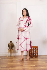 MAROON TIE-DYE MIDI DRESS