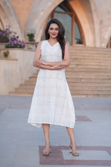 Elegant Off-White Sleeveless One-Piece for Women | Casual Summer Dress