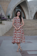Block-Printed Beauty: Handcrafted Terracotta Dress