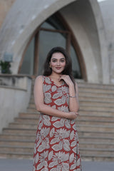 Block-Printed Beauty: Handcrafted Terracotta Dress