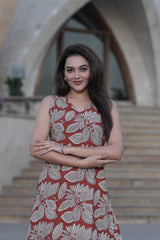 Block-Printed Beauty: Handcrafted Terracotta Dress