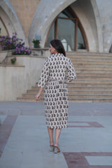 Heritage Charm: Cotton Collar Dress with Traditional Keri Print