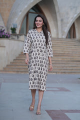 Heritage Charm: Cotton Collar Dress with Traditional Keri Print
