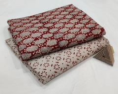 ROYAL MAROON & IVORY HAND BLOCK PRINTED COTTON SET