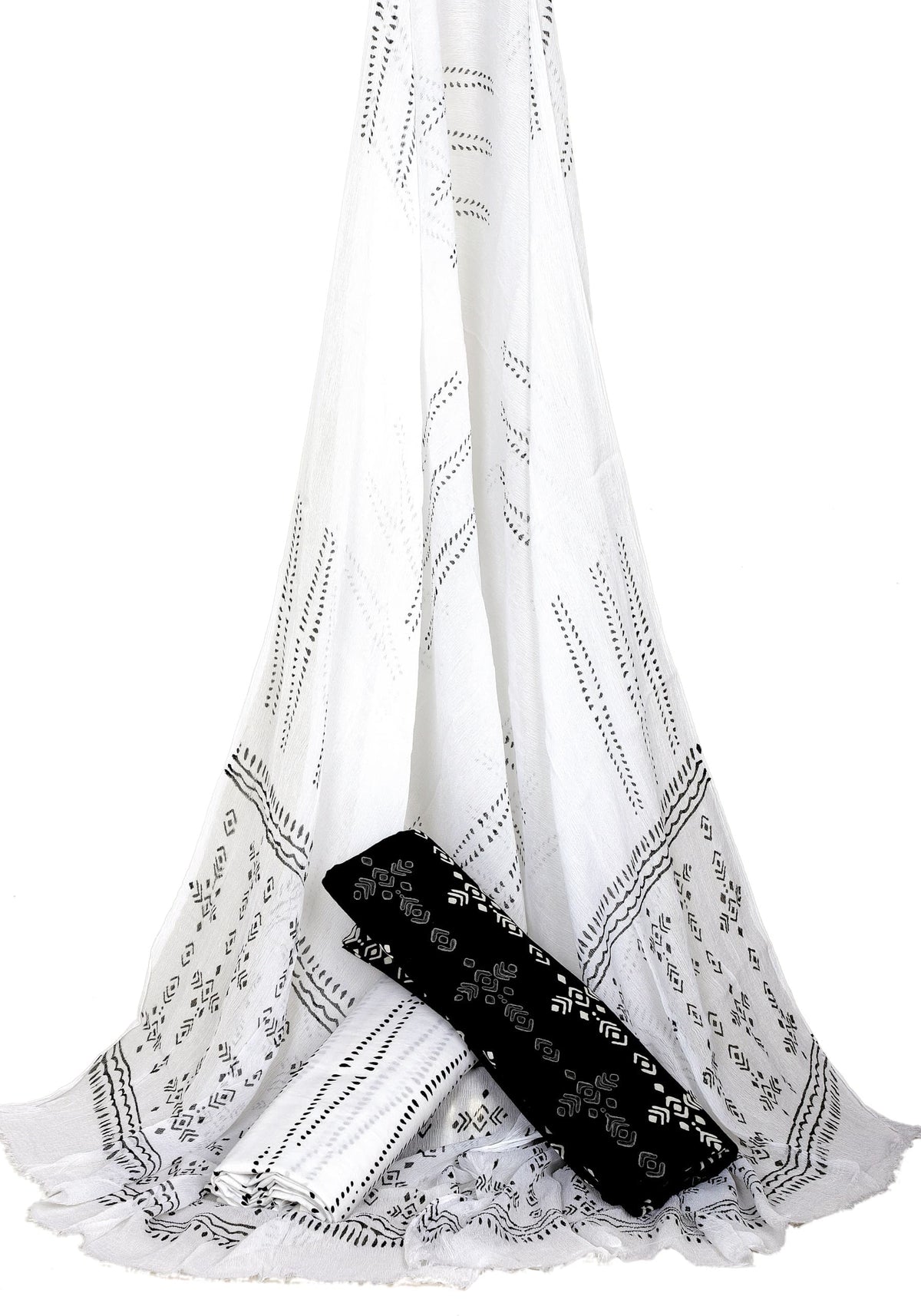 Hand Block Printed Cotton Suit Set with Chiffon Dupatta – 3 Piece Set