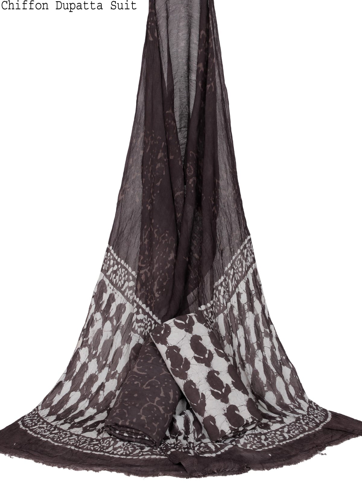 COTTON SUIT SET WITH HAND BLOCK PRINT & CHIFFON DUPATTA(3-PIECE SET)
