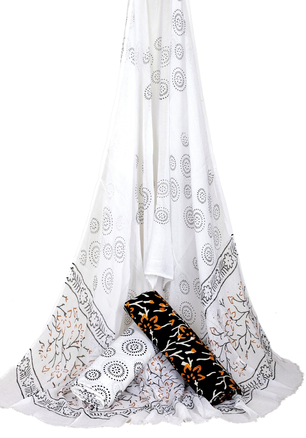 White, Black & Multicolor Print (3-Piece Set)