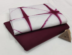 Premium Handcrafted Cotton Fabric Set – Maroon & Tie-Dye White