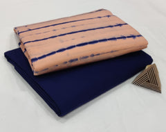 ________________________________________ ELEGANT PEACH & NAVY BLUE COTTON FABRIC SET – SOLID + SHIBORI TIE-DYE COMBO