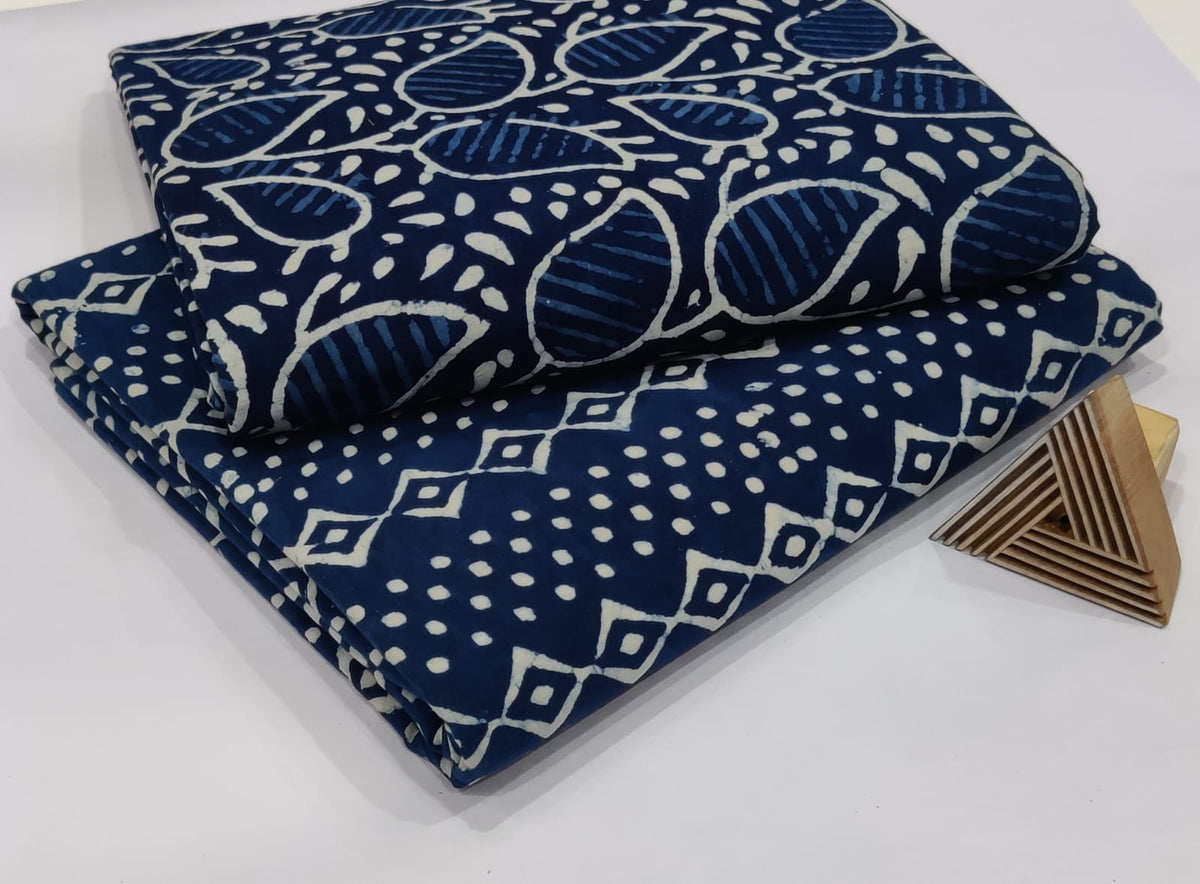 HANDCRAFTED INDIGO DABU COTTON FABRIC – SET OF 2