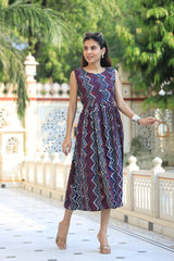 Bold Chevron Print Fit and Flare Dress