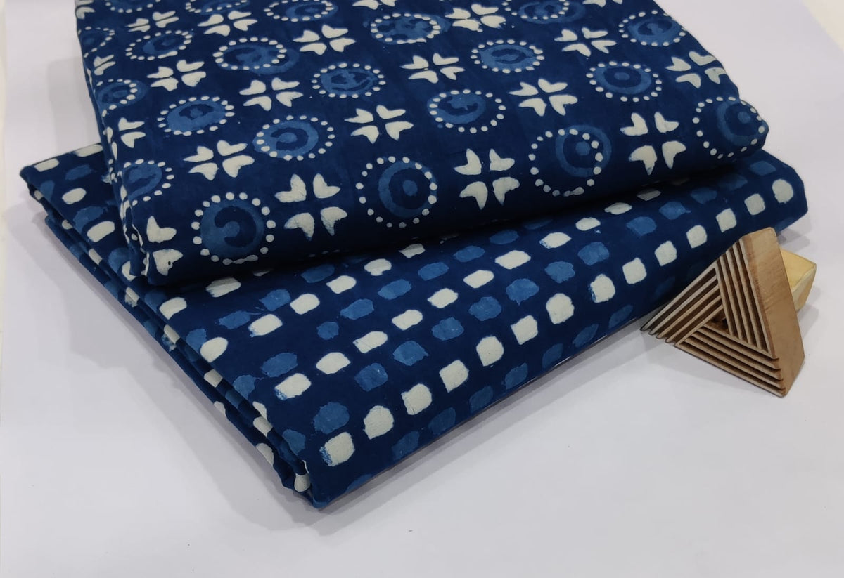 HANDCRAFTED INDIGO DABU COTTON FABRIC – SET OF 2
