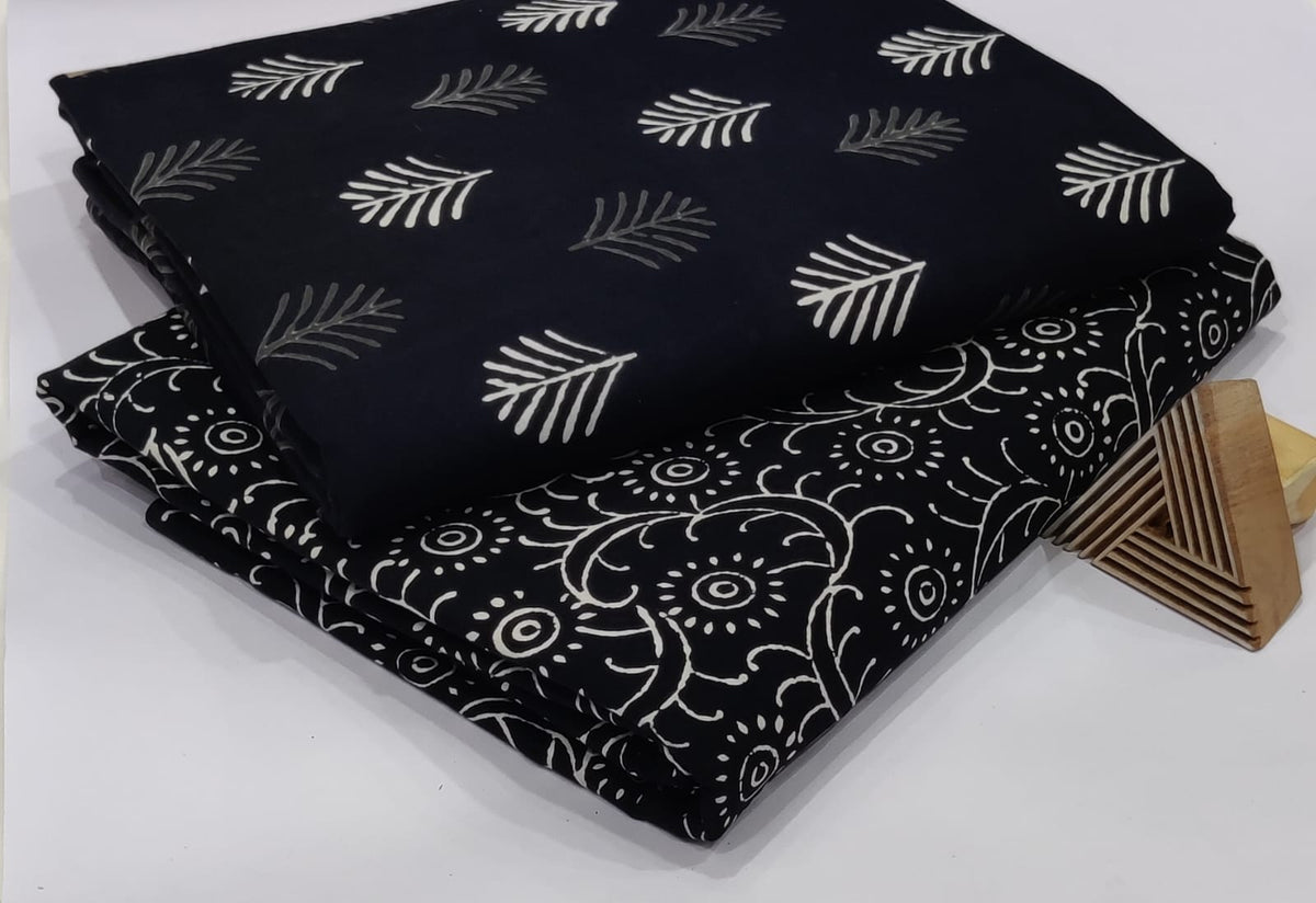 HANDCRAFTED BLACK & WHITE  COTTON FABRIC (2 PIS SET)