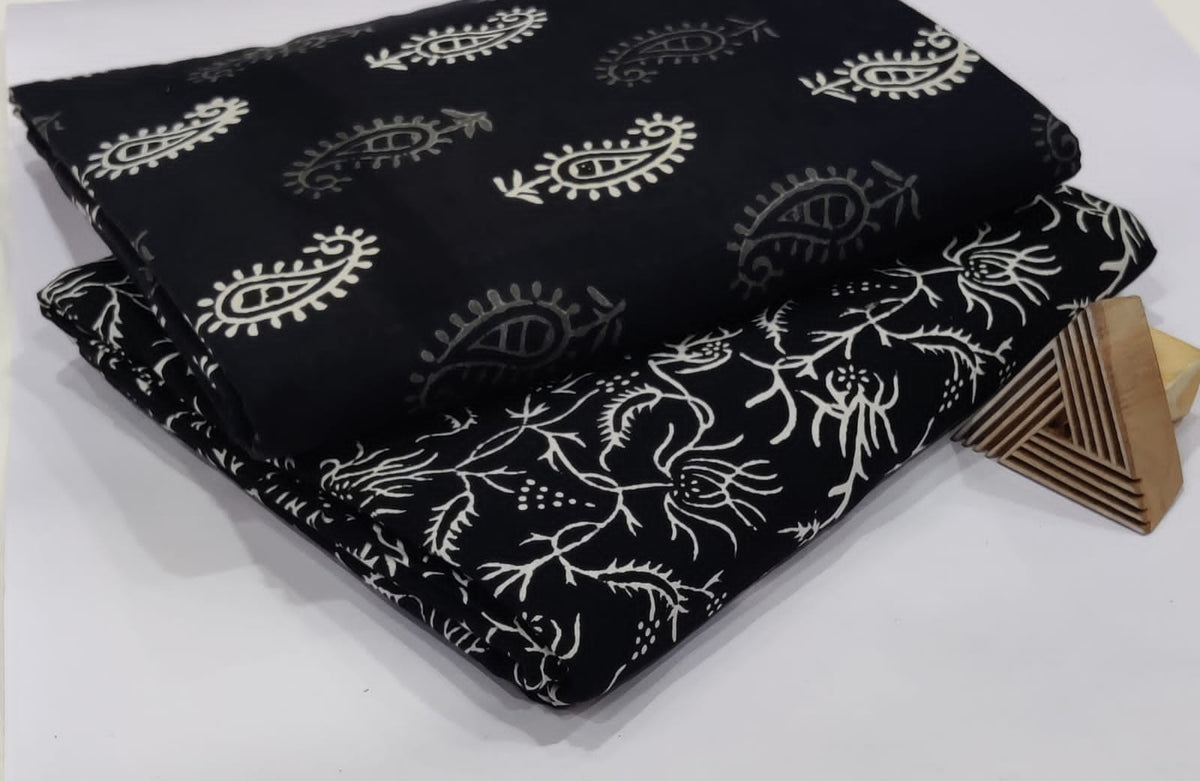HANDCRAFTED BLACK & WHITE  COTTON FABRIC (2 PIS SET)