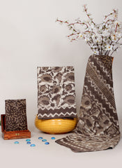 HANDCRAFTED DABU COTTON DRESS MATERIAL – ELEGANT BROWN & BEIGE