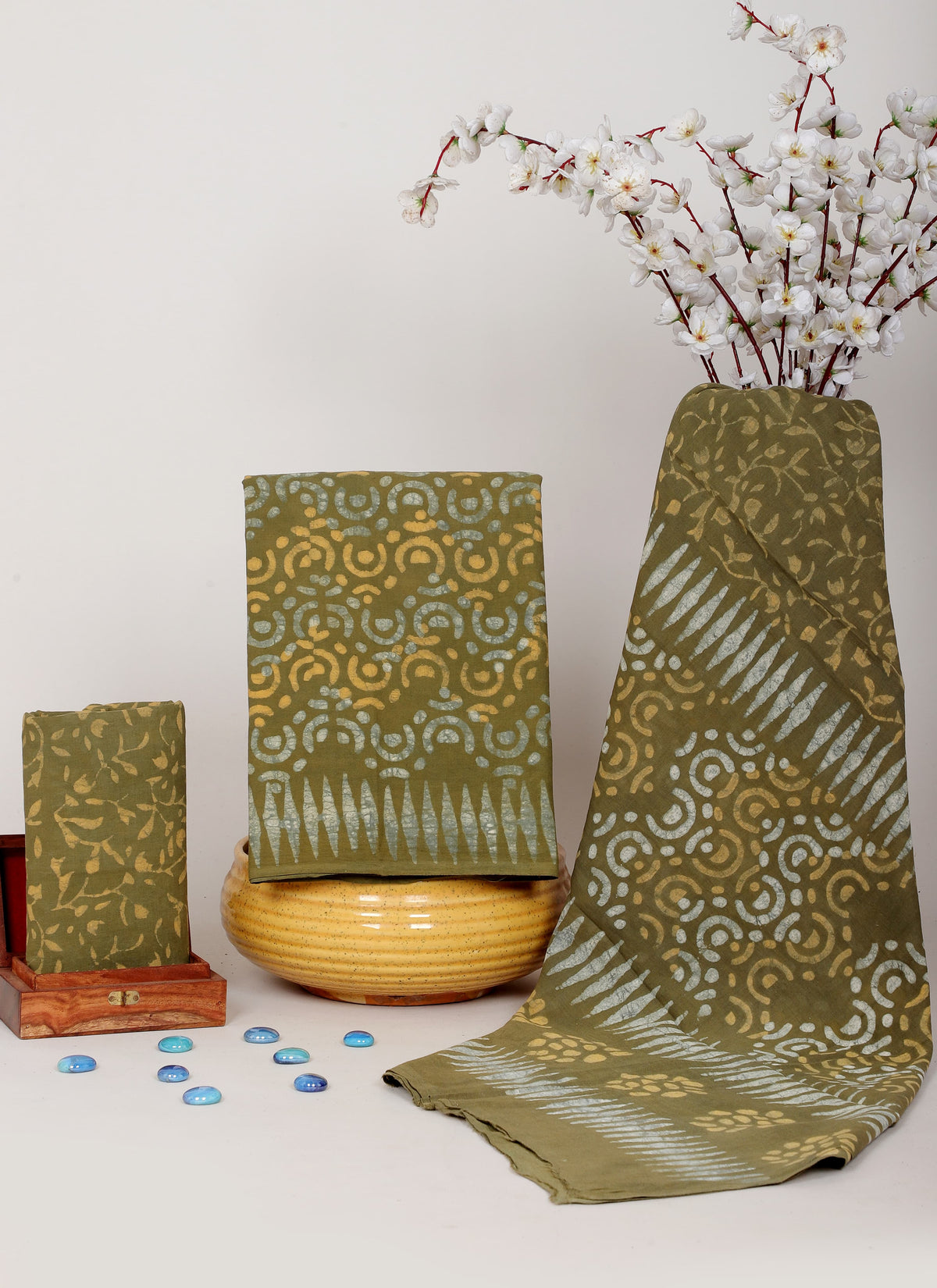 HANDCRAFTED BAGRU PRINT COTTON DRESS MATERIAL SET