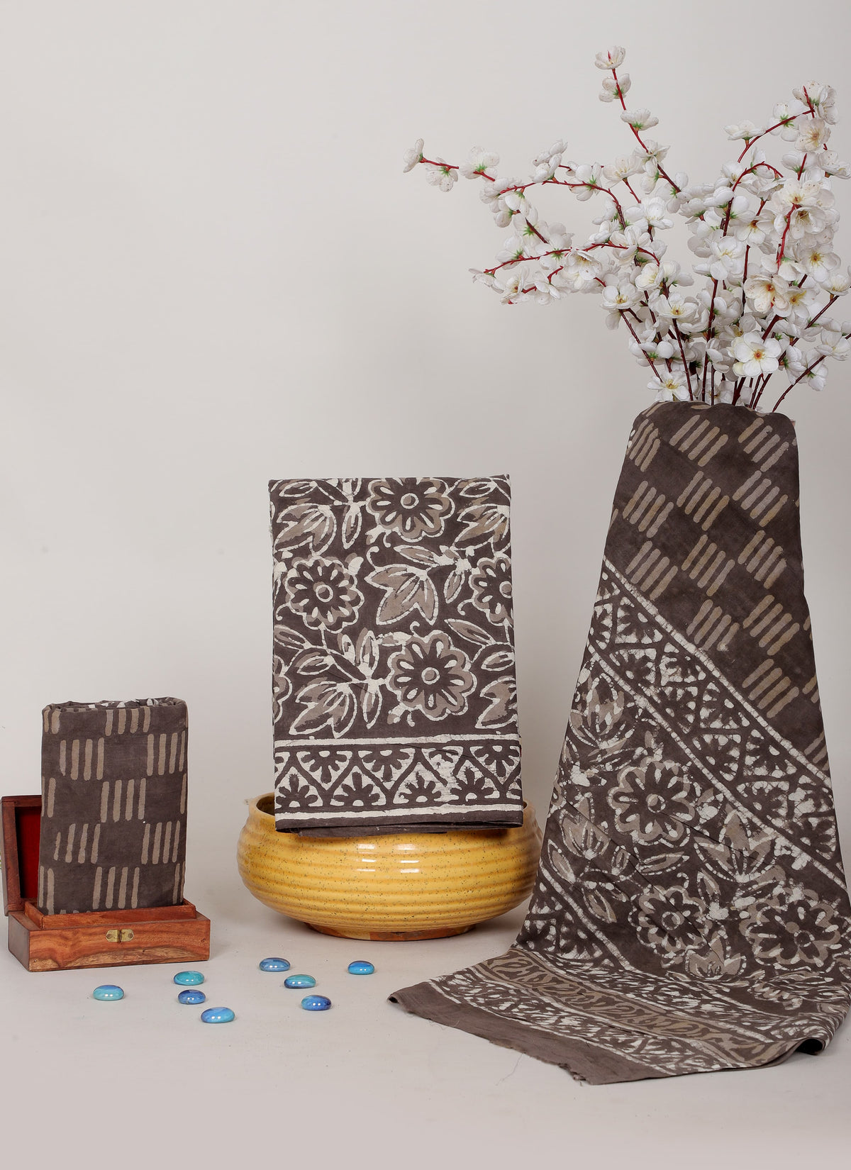 HANDCRAFTED DABU PRINT COTTON DRESS MATERIA