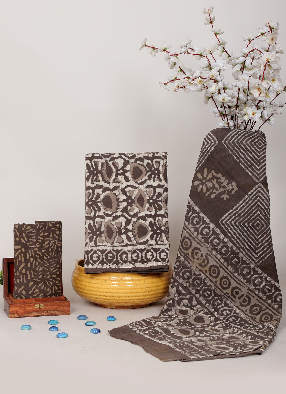 HANDCRAFTED DABU PRINT COTTON DRESS MATERIA