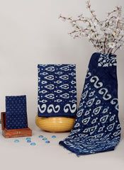HANDCRAFTED DABU PRINT COTTON DRESS MATERIAL INDIGO BLUE