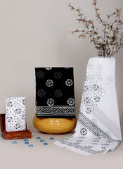 HANDCRAFTED BLACK & WHITE PRINT COTTON DRESS MATERIAL