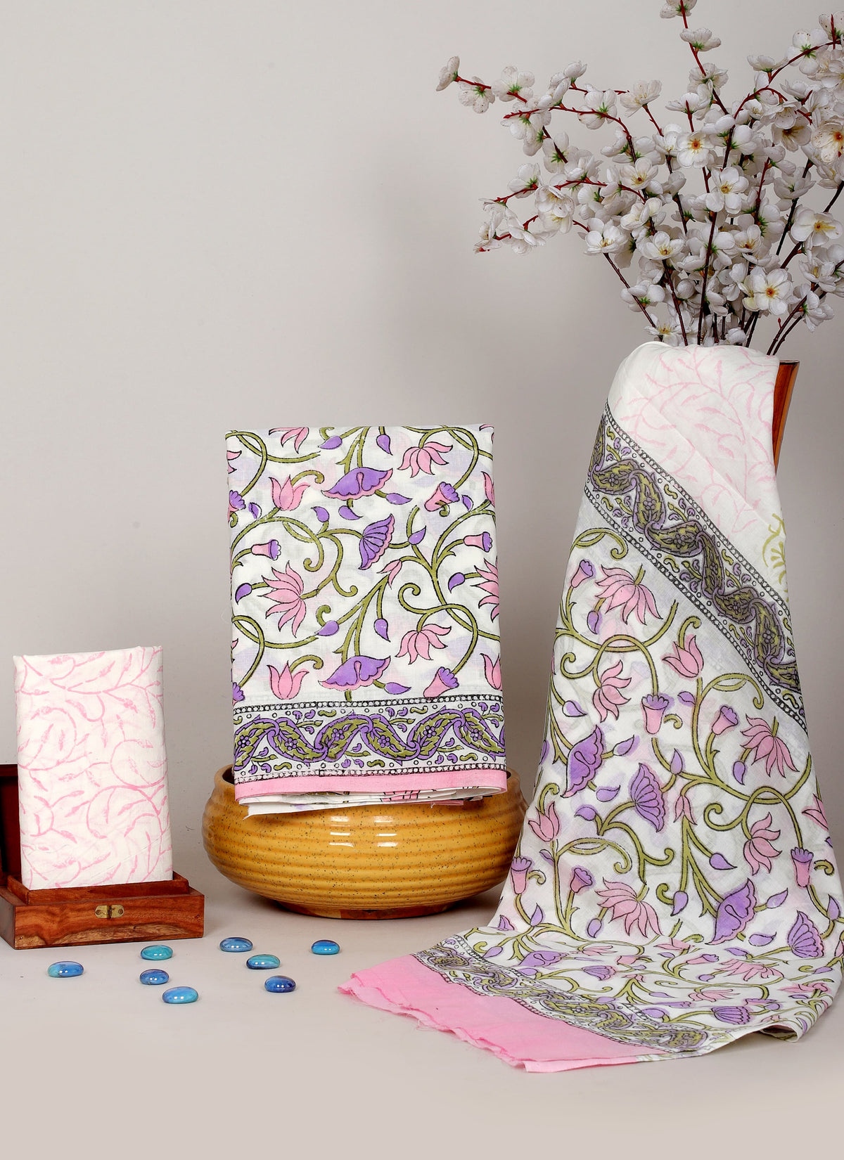 HANDBLOCK PRINTED COTTON DRESS MATERIAL SET