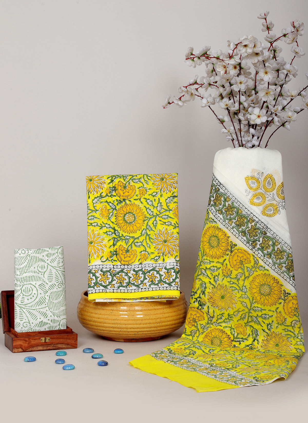 HANDCRAFTED BLOCK PRINT COTTON FABRIC – SUNFLOWER YELLOW