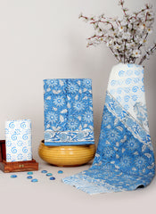 HANDCRAFTED BLUE & WHITE FLORAL BLOCK PRINT COTTON SUIT SET