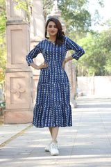 STYLISH GEOMETRIC PRINT TIERED DRESS