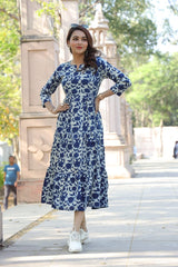 STYLISH GEOMETRIC PRINT TIERED DRESS