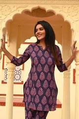 INDIGO GATHERED KURTA CO-ORD SET