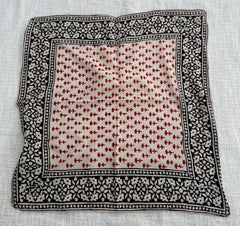 Hand-Block Printed Cotton Bandana – Rust Red & Black Botanical Print