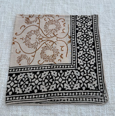 Hand-Block Printed Cotton Bandana – Earthy Floral Ethnic Design