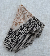 Hand-Block Printed Cotton Bandana – Earthy Floral Ethnic Design