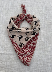 Hand-Block Printed Cotton Bandana – Desert Camel Motif with Red Floral Border