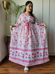 BEUTIFUL HAND BLOCK PRINTED COTTON KAFTAN DRESS
