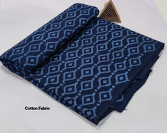 Elegant Geometric Print Cotton Fabric – Midnight Blue