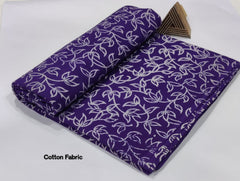 Classic Hand Block Cotton Fabric – Royal Purple with Leafy Vines