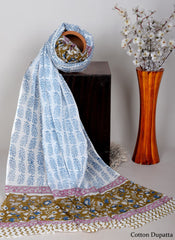 HANDBLOCK PRINTED MULMUL DUPATTA