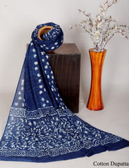 INDIGO DABU HANDBLOCK PRINTED MULMUL DUPATTA