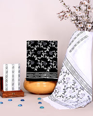 HANDCRAFTED BLACK & WHITE PRINT COTTON DRESS MATERIAL